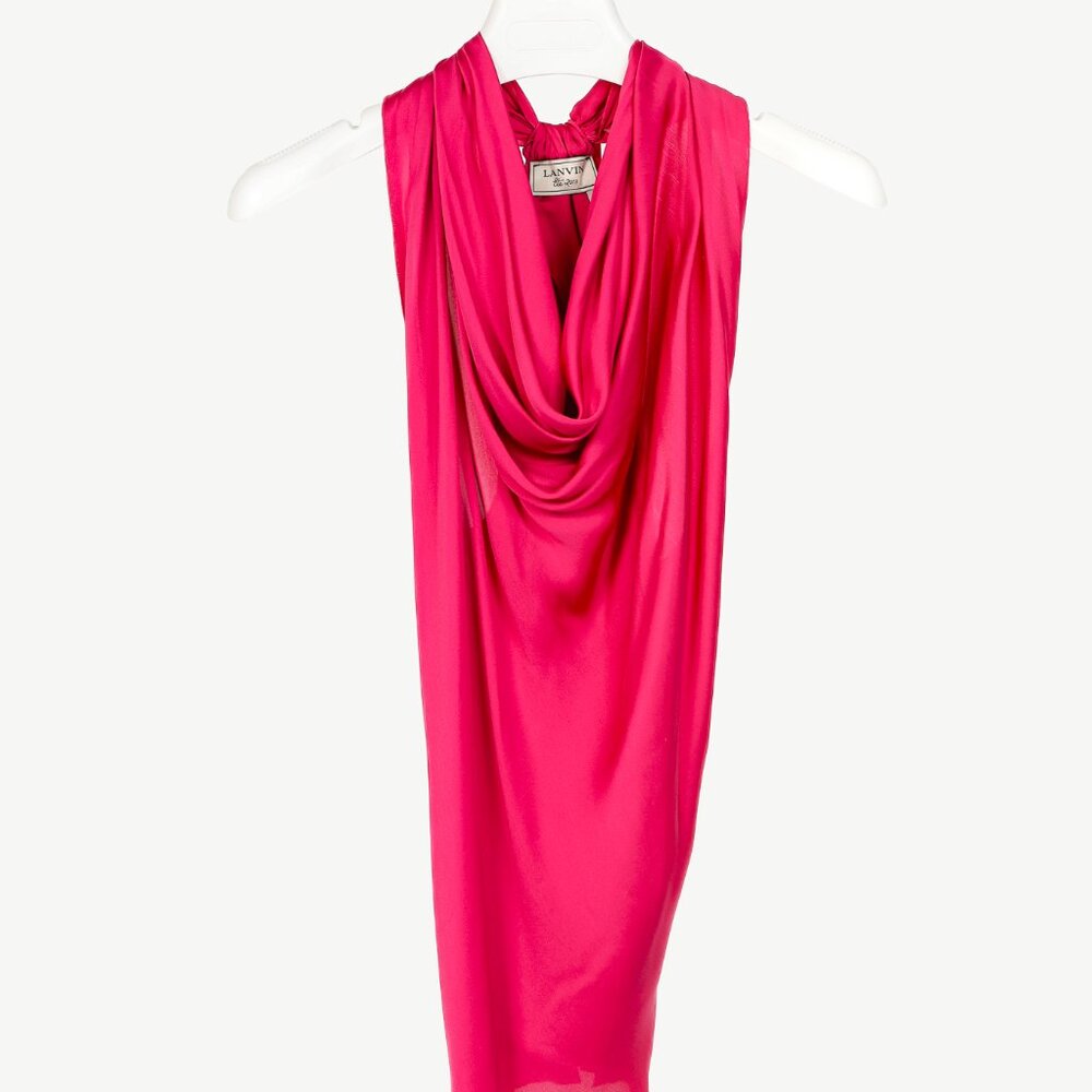 Lanvin SS/13 Fuchsia Silk Charmeuse Cowl-Neck Blouse